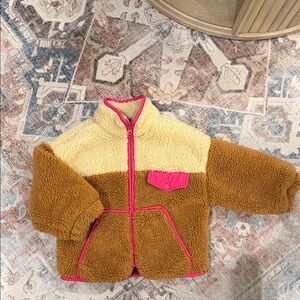 Zara Kids Brown and Cream Fleece Jacket
